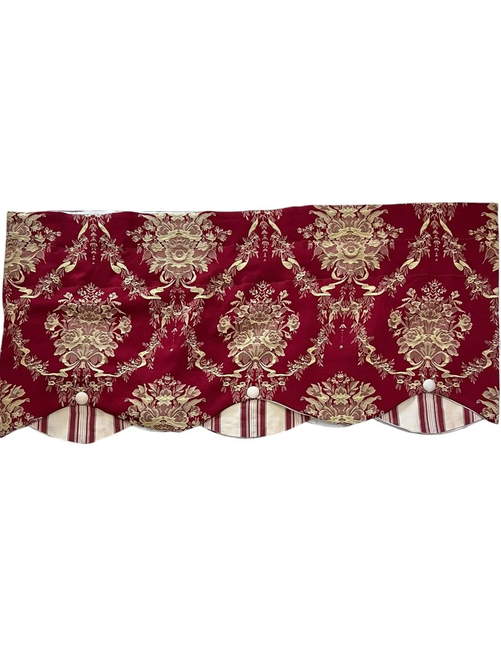 Waverly Chatham Rose Momento Valance Merlot Gold Stripe 17” By 76”